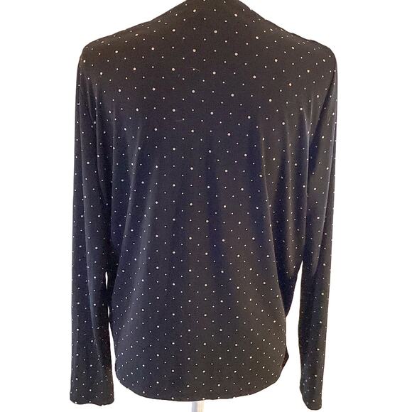 Banana Republic Print Matte Jersey Wrap Front Top Black/White Dot V-Neck Medium - Picture 2 of 5